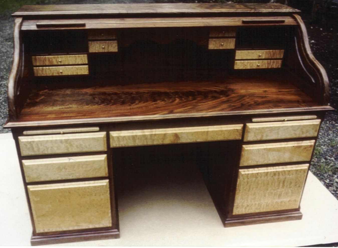 Black Walnut & Maple Rolltop Desk